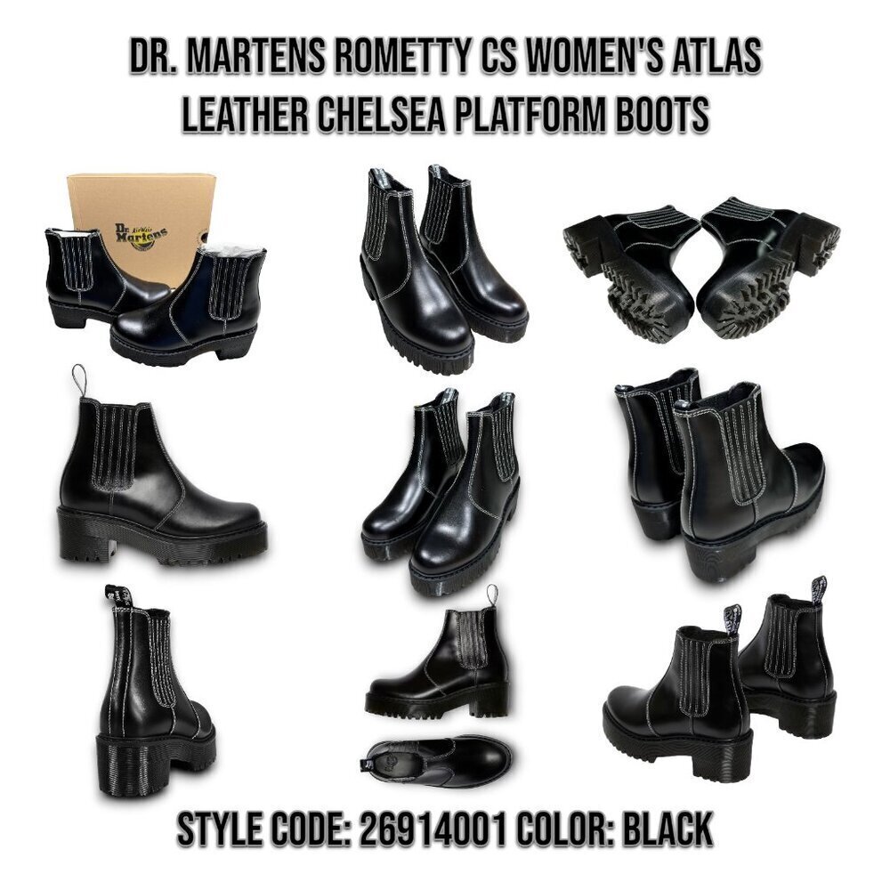 Dr. Martens Rometty CS Womens Atlas Leather Chelsea Platform Boots US Size 9